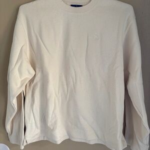 Faconnable Cream Ribbed Cotton Sweater Men’s L Vintage French Designer